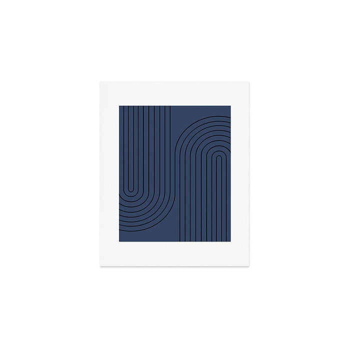 Minimal Line Curvature IV Navy Blue Mid Century Modern Arch Abstract Art Print Gallery Image 1