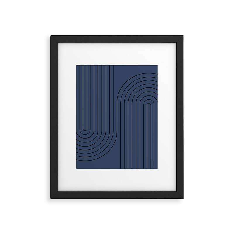 Minimal Line Curvature IV Navy Blue Mid Century Modern Arch Abstract Framed Art Print Gallery Image 5