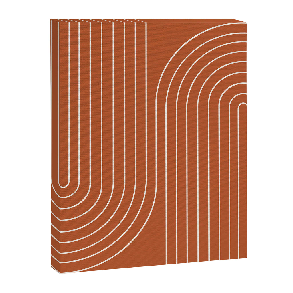 Minimal Line Curvature IX Red Mid Century Modern Arch Abstract Canvas Print Gallery Image 6