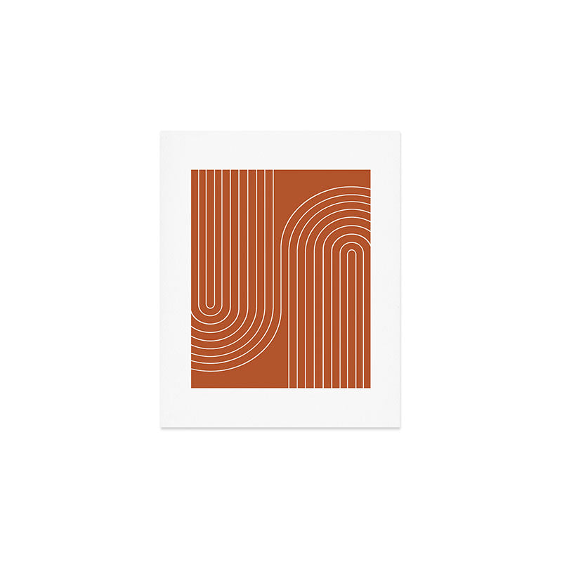 Minimal Line Curvature IX Red Mid Century Modern Arch Abstract Art Print Gallery Image 1