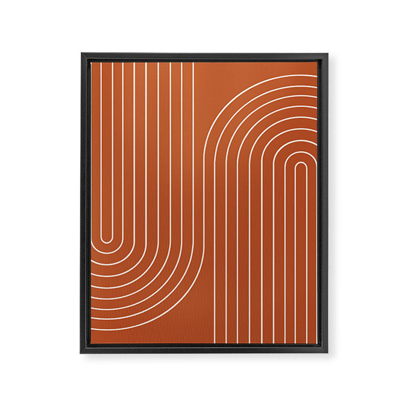 Minimal Line Curvature IX Red Mid Century Modern Arch Abstract Framed Canvas Print Gallery Image 6