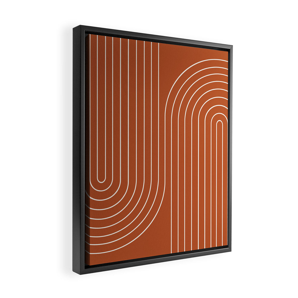 Minimal Line Curvature IX Red Mid Century Modern Arch Abstract Framed Canvas Print Gallery Image 2