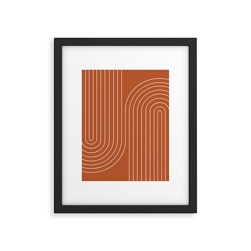 Minimal Line Curvature IX Red Mid Century Modern Arch Abstract Framed Art Print Gallery Image 4