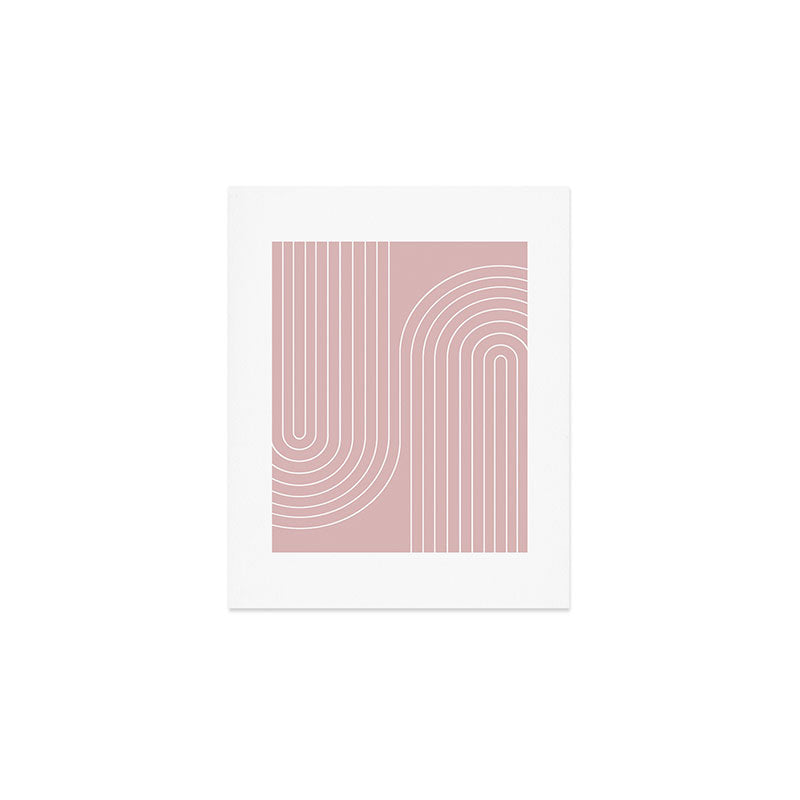 Minimal Line Curvature LXX Blush Pink Mid Century Modern Arch Abstract Art Print Gallery Image 1