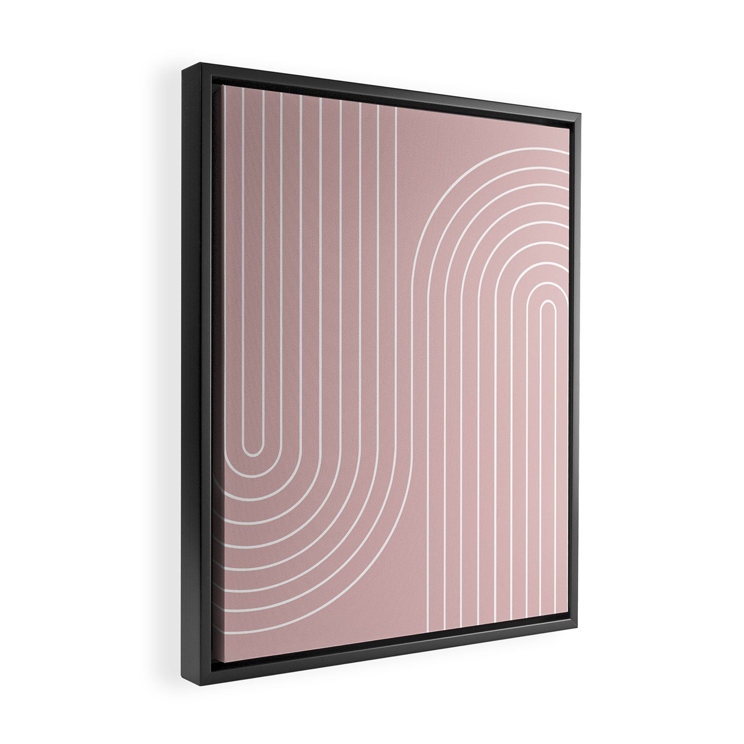 Minimal Line Curvature LXX Blush Pink Mid Century Modern Arch Abstract Framed Canvas Print Gallery Image 2