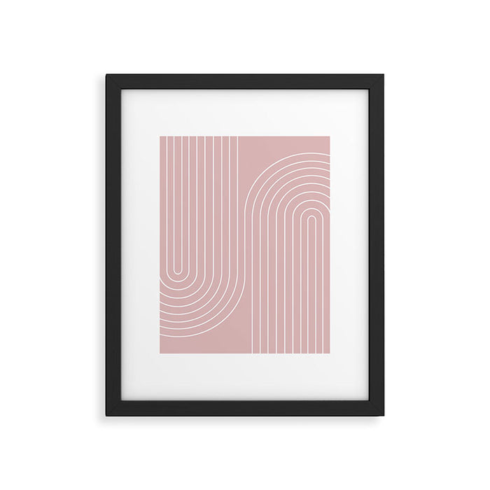 Minimal Line Curvature LXX Blush Pink Mid Century Modern Arch Abstract Framed Art Print Gallery Image 1
