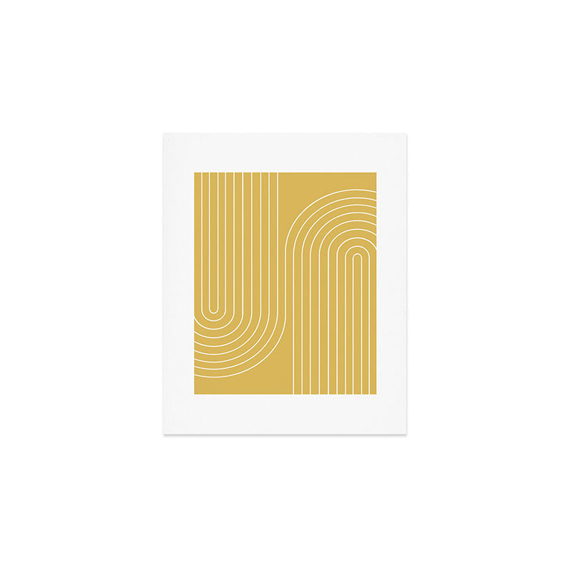 Minimal Line Curvature LXXIII Sunshine Yellow Mid Century Modern Arch Abstract Art Print Gallery Image 1