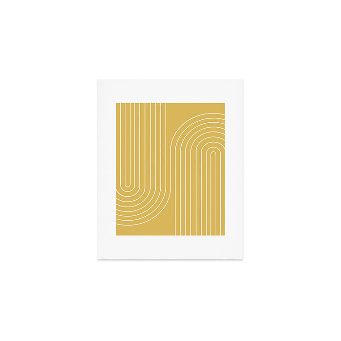 Minimal Line Curvature LXXIII Sunshine Yellow Mid Century Modern Arch Abstract Art Print Gallery Image 1