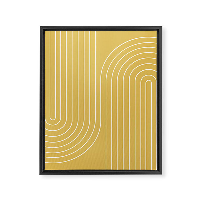 Minimal Line Curvature LXXIII Sunshine Yellow Mid Century Modern Arch Abstract Framed Canvas Print Gallery Image 1
