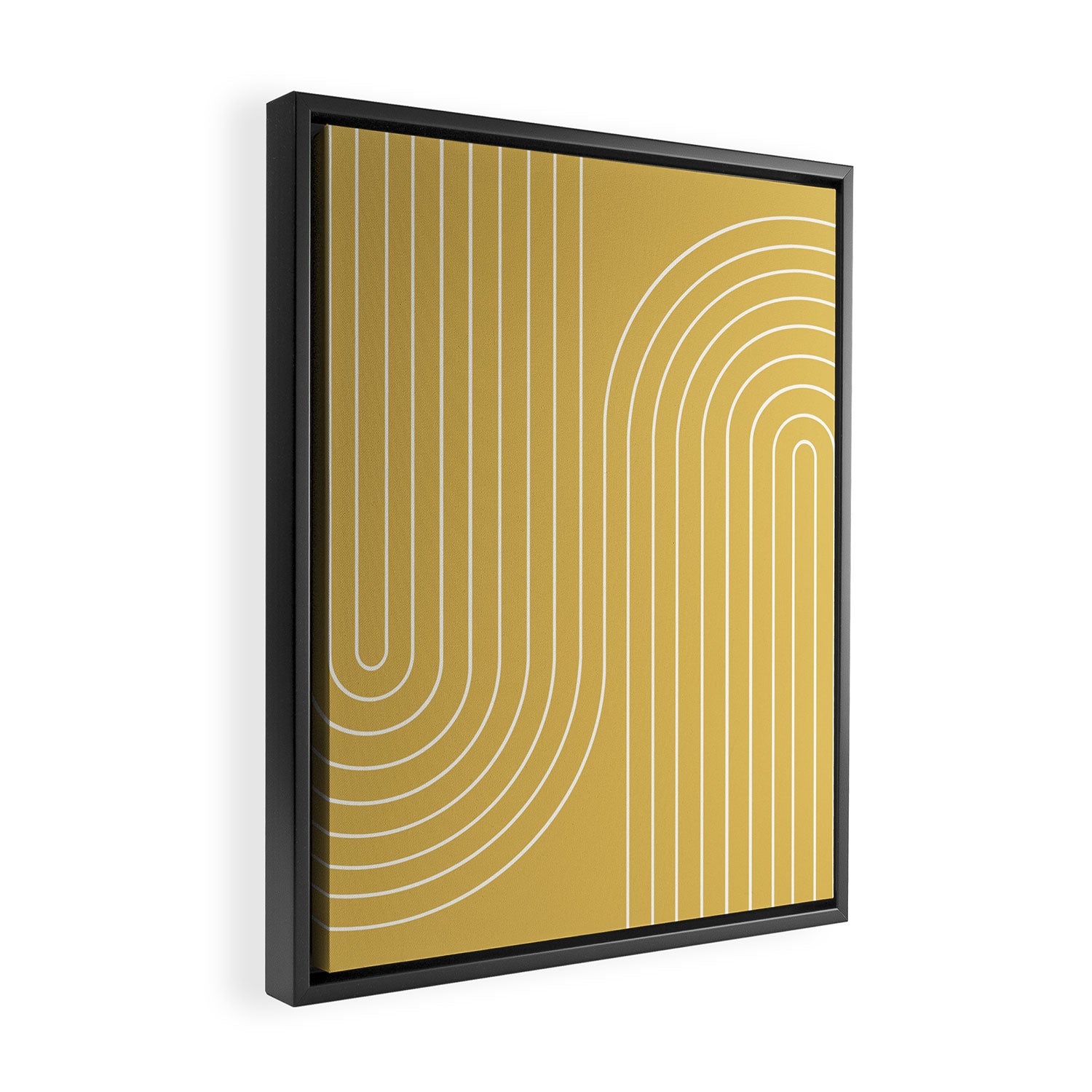 Minimal Line Curvature LXXIII Sunshine Yellow Mid Century Modern Arch Abstract Framed Canvas Print Gallery Image 2