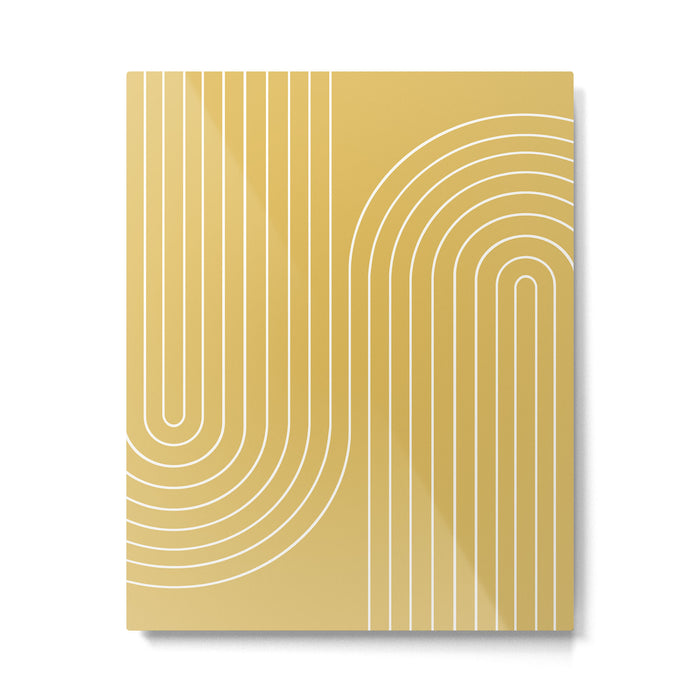 Minimal Line Curvature LXXIII Sunshine Yellow Mid Century Modern Arch Abstract Metal Print Gallery Image 1