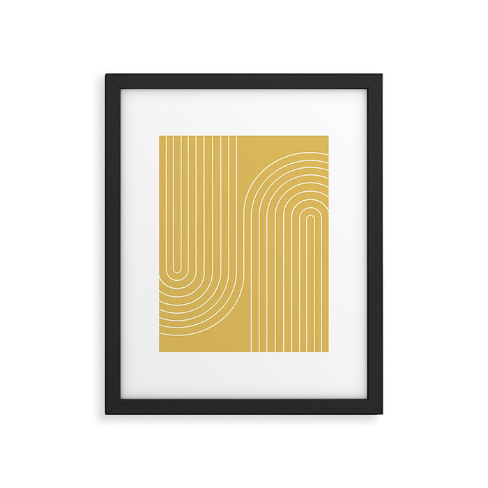 Minimal Line Curvature LXXIII Sunshine Yellow Mid Century Modern Arch Abstract Framed Art Print Gallery Image 1