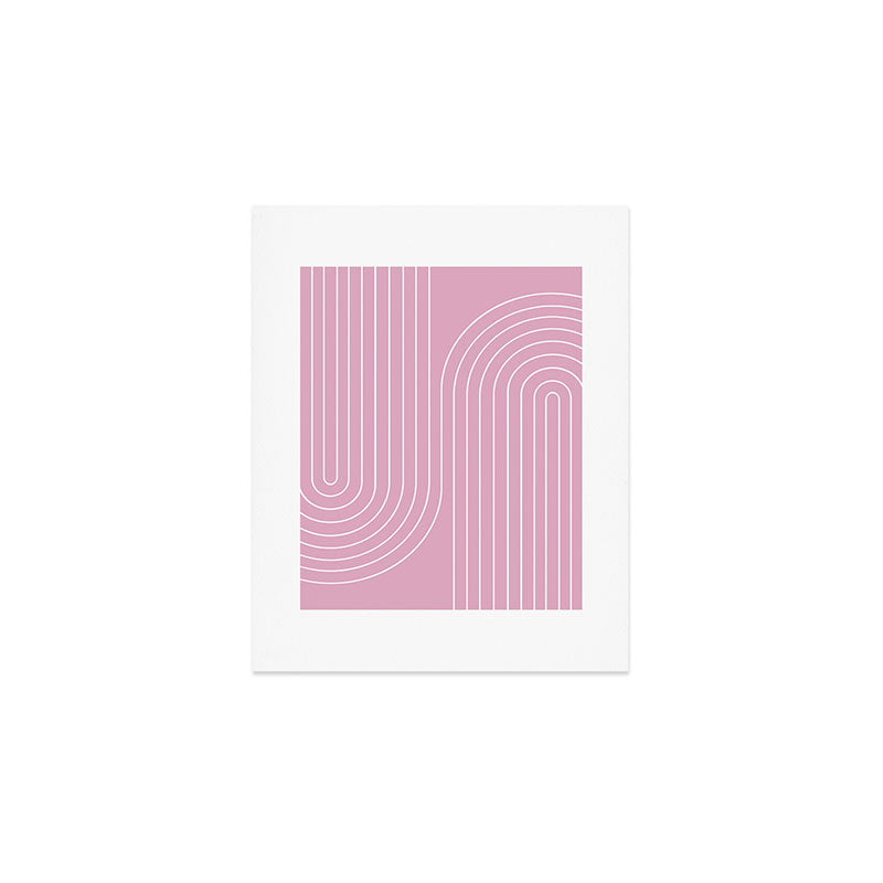Minimal Line Curvature LXXVI Blush Pink Mid Century Modern Arch Abstract Art Print Gallery Image 1