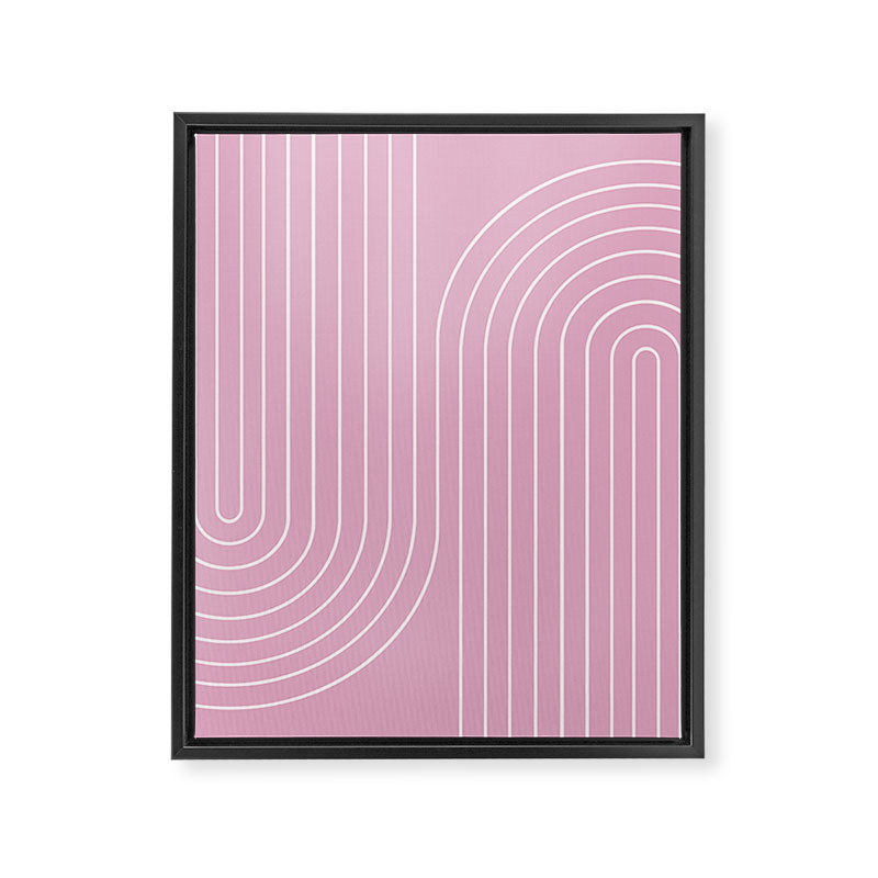 Minimal Line Curvature LXXVI Blush Pink Mid Century Modern Arch Abstract Framed Canvas Print Gallery Image 6