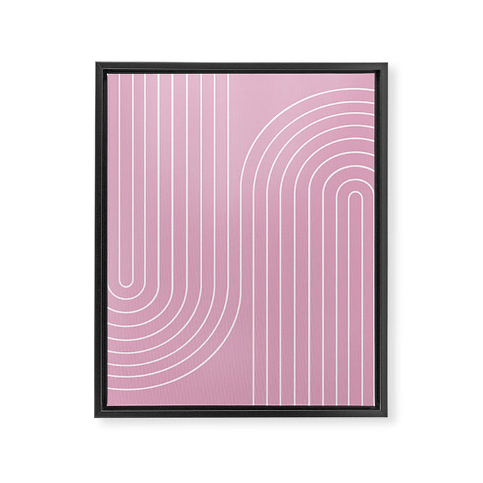 Minimal Line Curvature LXXVI Blush Pink Mid Century Modern Arch Abstract Framed Canvas Print Gallery Image 1