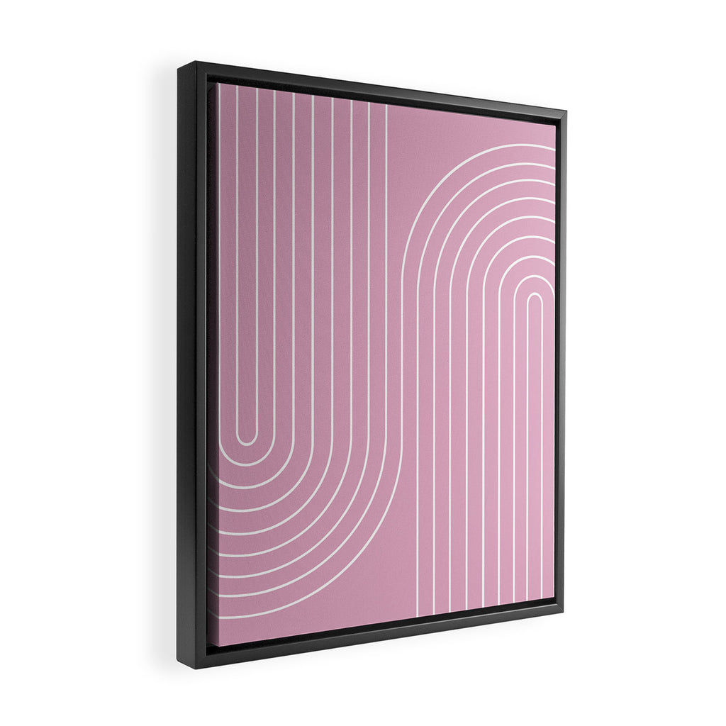 Minimal Line Curvature LXXVI Blush Pink Mid Century Modern Arch Abstract Framed Canvas Print Gallery Image 2