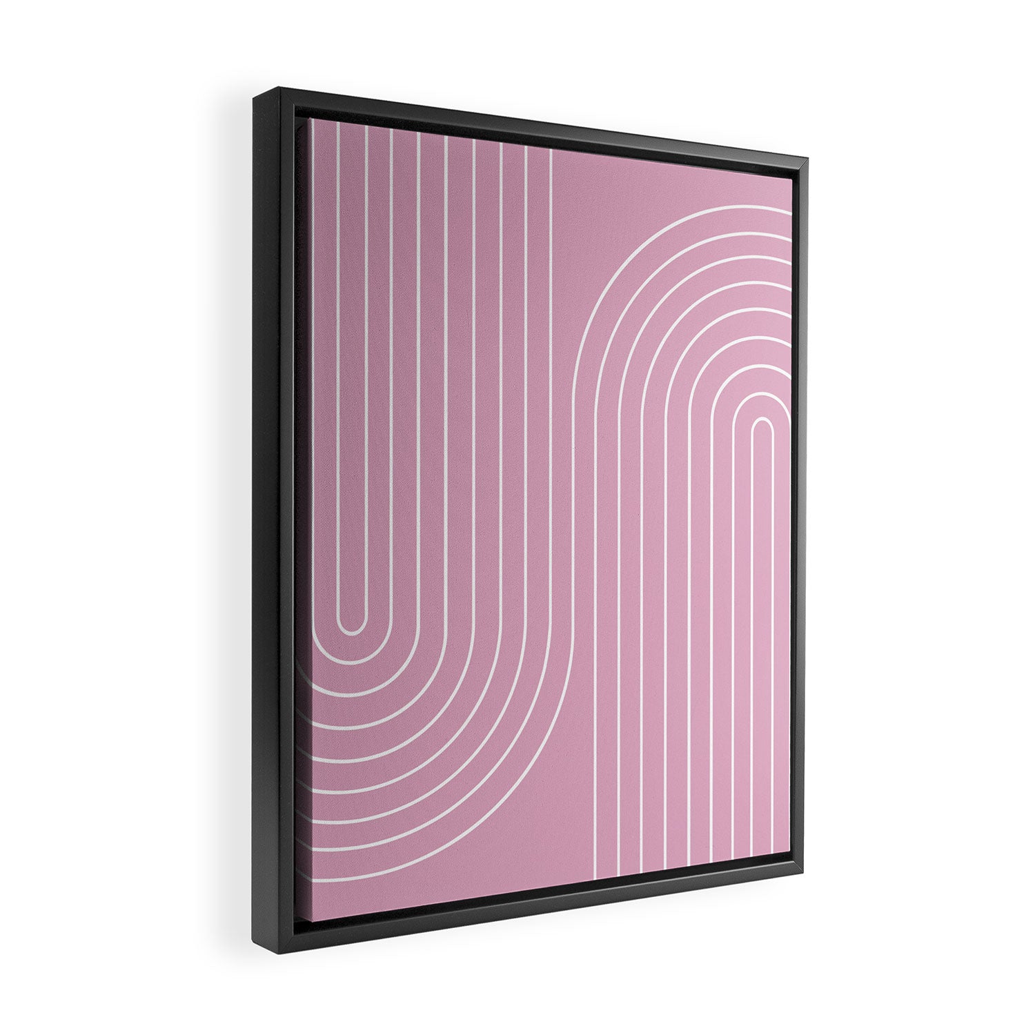 Minimal Line Curvature LXXVI Blush Pink Mid Century Modern Arch Abstract Framed Canvas Print Gallery Image 2