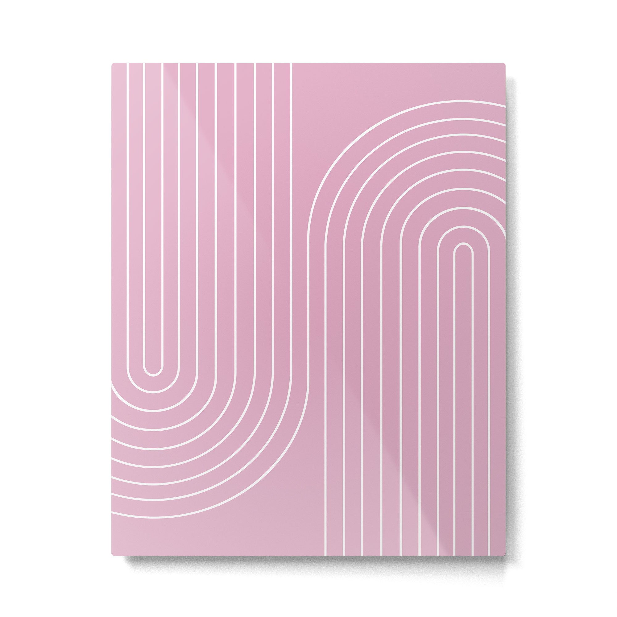 Minimal Line Curvature LXXVI Blush Pink Mid Century Modern Arch Abstract Metal Print Gallery Image 4