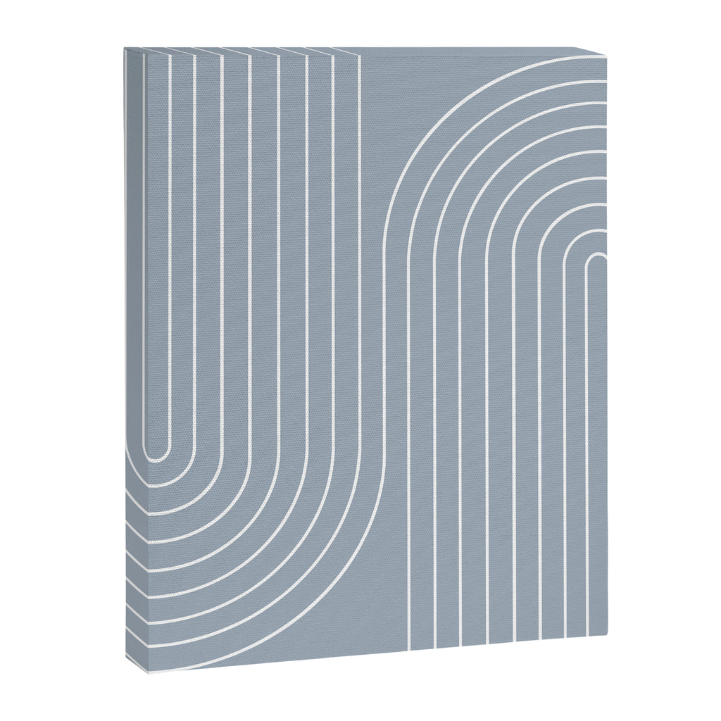 Minimal Line Curvature LXXVII Natural Blue Mid Century Modern Arch Abstract Canvas Print Gallery Image 6