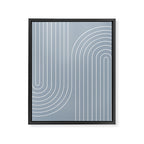Minimal Line Curvature LXXVII Natural Blue Mid Century Modern Arch Abstract Framed Canvas Print Gallery Image 6