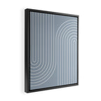 Minimal Line Curvature LXXVII Natural Blue Mid Century Modern Arch Abstract Framed Canvas Print Gallery Image 2