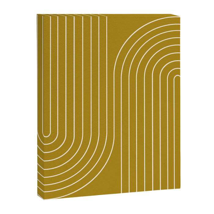 Minimal Line Curvature LXXVIII Golden Chartreuse Mid Century Modern Arch Abstract Canvas Print Gallery Image 1