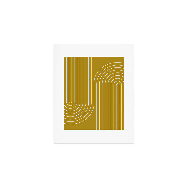 Minimal Line Curvature LXXVIII Golden Chartreuse Mid Century Modern Arch Abstract Art Print Gallery Image 1