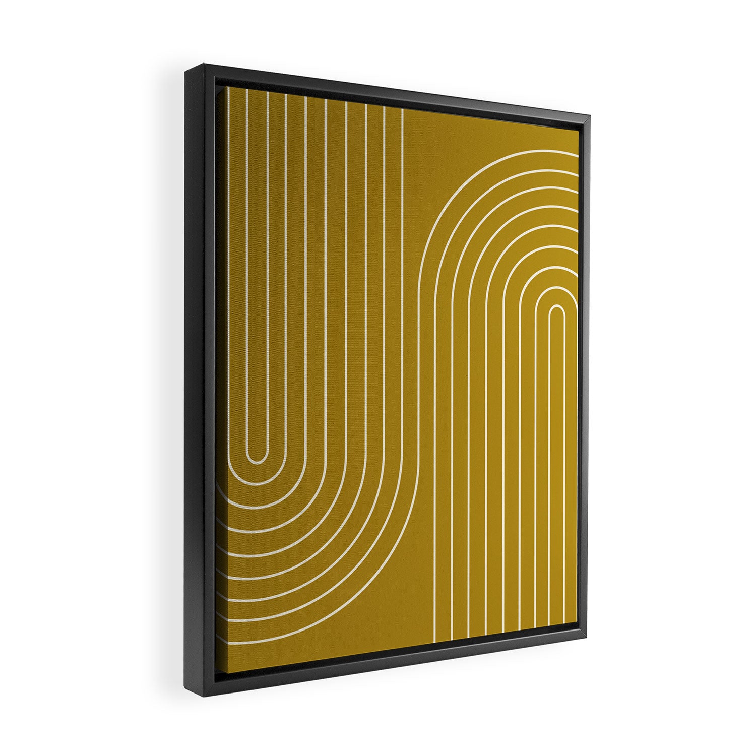 Minimal Line Curvature LXXVIII Golden Chartreuse Mid Century Modern Arch Abstract Framed Canvas Print Gallery Image 2