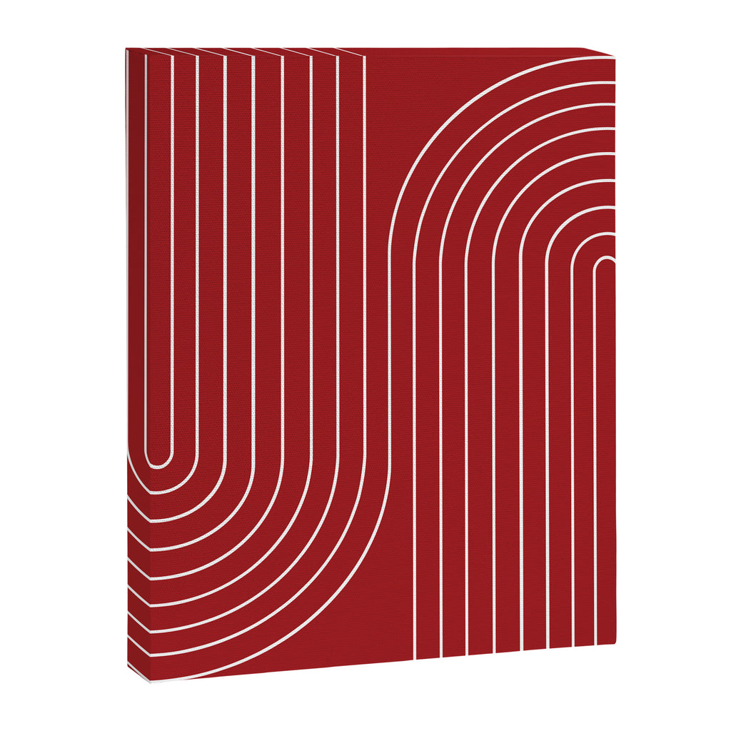 Minimal Line Curvature LXXX Ruby Red Mid Century Modern Arch Abstract Canvas Print Gallery Image 6