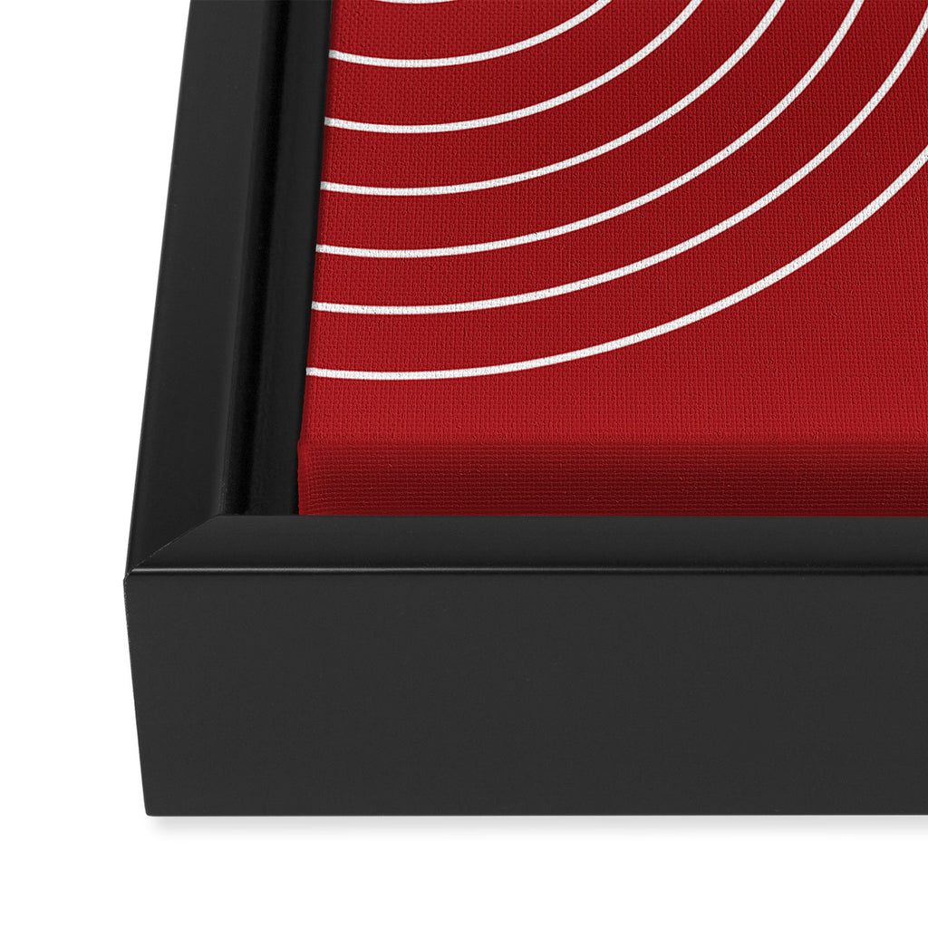 Minimal Line Curvature LXXX Ruby Red Mid Century Modern Arch Abstract Framed Canvas Print Gallery Image 3