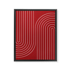 Minimal Line Curvature LXXX Ruby Red Mid Century Modern Arch Abstract Framed Canvas Print Gallery Image 6