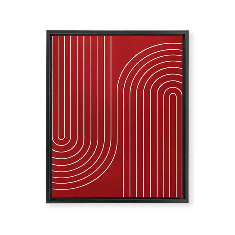 Minimal Line Curvature LXXX Ruby Red Mid Century Modern Arch Abstract Framed Canvas Print Gallery Image 6