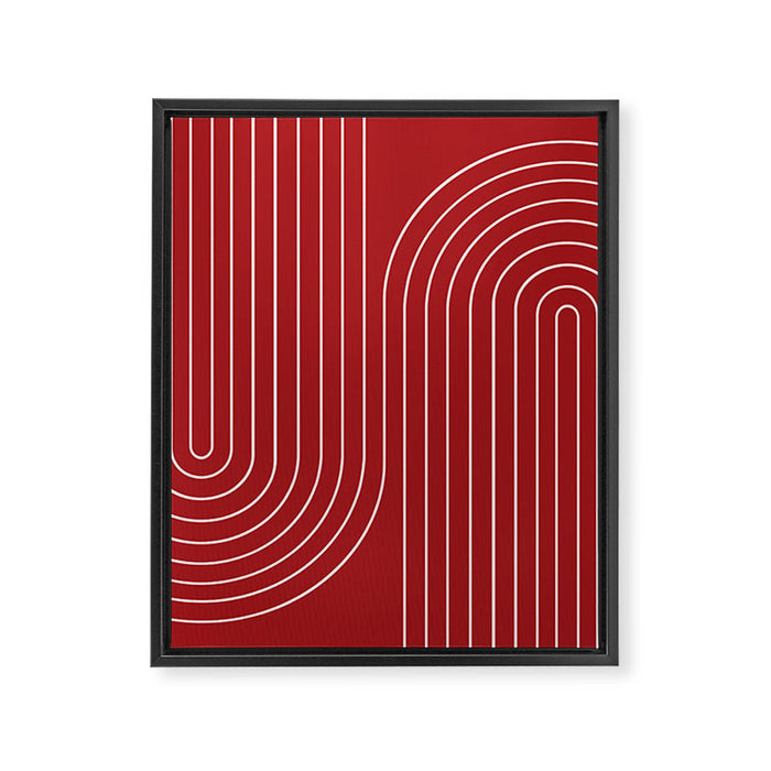 Minimal Line Curvature LXXX Ruby Red Mid Century Modern Arch Abstract Framed Canvas Print Gallery Image 1