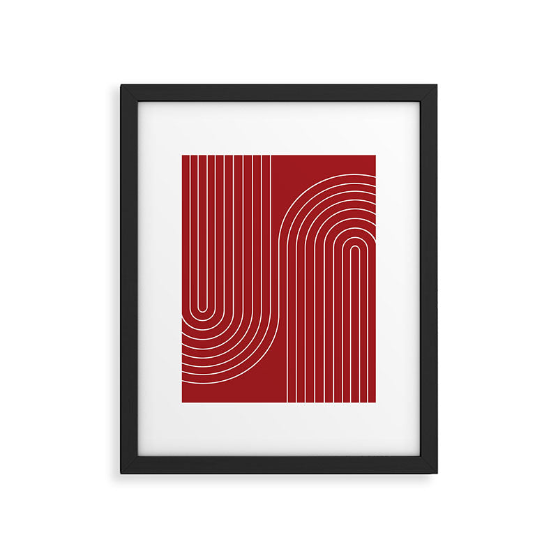 Minimal Line Curvature LXXX Ruby Red Mid Century Modern Arch Abstract Framed Art Print Gallery Image 5