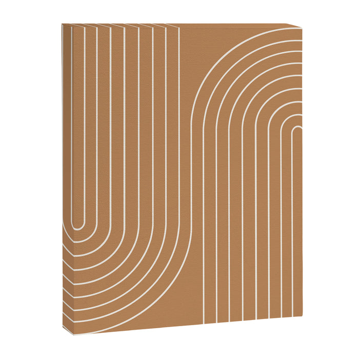 Minimal Line Curvature LXXXI Peach Orange Mid Century Modern Arch Abstract Canvas Print Gallery Image 1