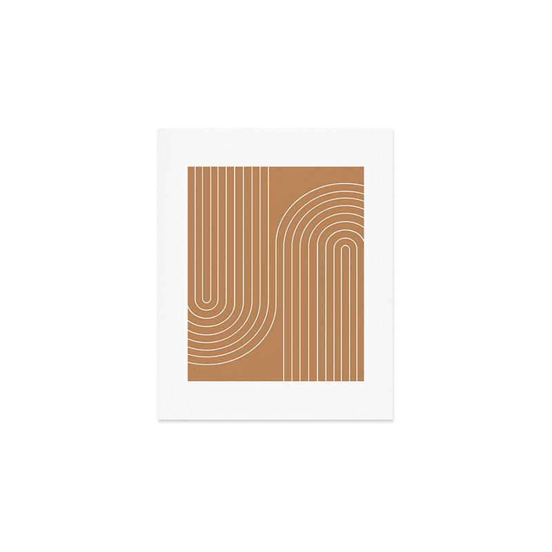 Minimal Line Curvature LXXXI Peach Orange Mid Century Modern Arch Abstract Art Print Gallery Image 1