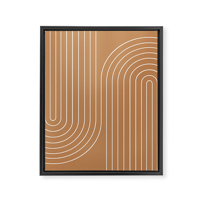 Minimal Line Curvature LXXXI Peach Orange Mid Century Modern Arch Abstract Framed Canvas Print Gallery Image 1