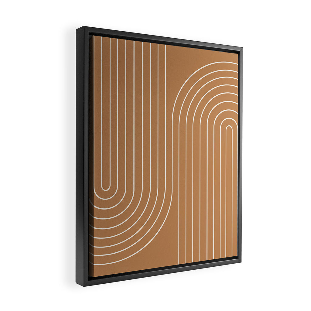 Minimal Line Curvature LXXXI Peach Orange Mid Century Modern Arch Abstract Framed Canvas Print Gallery Image 2