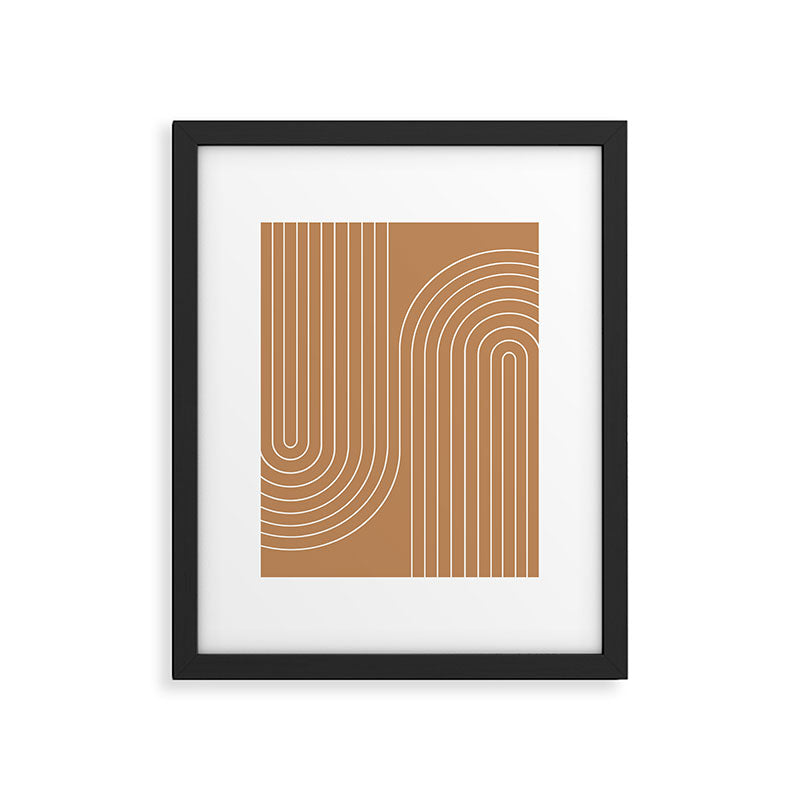 Minimal Line Curvature LXXXI Peach Orange Mid Century Modern Arch Abstract Framed Art Print Gallery Image 5