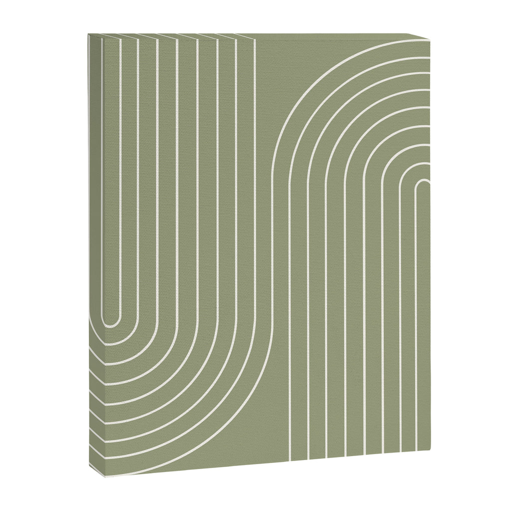 Minimal Line Curvature LXXXII Earthy Sage Green Mid Century Modern Arch Abstract Canvas Print Gallery Image 6