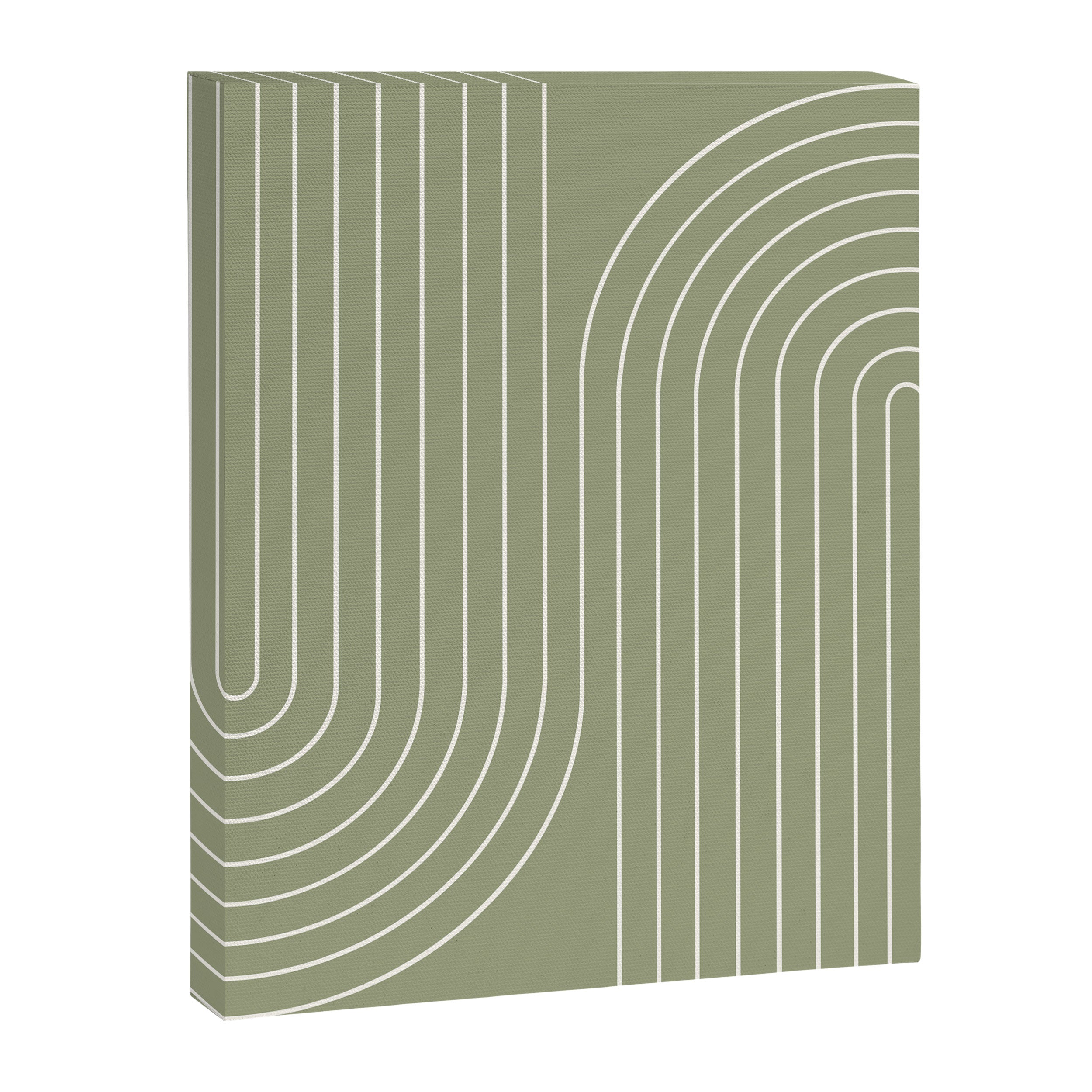 Minimal Line Curvature LXXXII Earthy Sage Green Mid Century Modern Arch Abstract Canvas Print Gallery Image 6