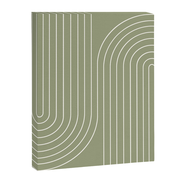 Minimal Line Curvature LXXXII Earthy Sage Green Mid Century Modern Arch Abstract Canvas Print Gallery Image 1