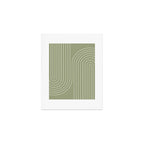 Minimal Line Curvature LXXXII Earthy Sage Green Mid Century Modern Arch Abstract Art Print Gallery Image 1