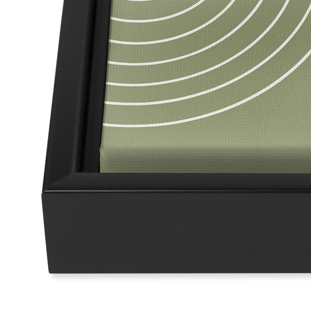 Minimal Line Curvature LXXXII Earthy Sage Green Mid Century Modern Arch Abstract Framed Canvas Print Gallery Image 3