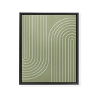 Minimal Line Curvature LXXXII Earthy Sage Green Mid Century Modern Arch Abstract Framed Canvas Print Gallery Image 6