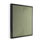 Minimal Line Curvature LXXXII Earthy Sage Green Mid Century Modern Arch Abstract Framed Canvas Print Gallery Image 2