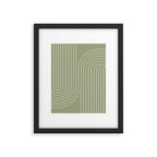 Minimal Line Curvature LXXXII Earthy Sage Green Mid Century Modern Arch Abstract Framed Art Print Gallery Image 5