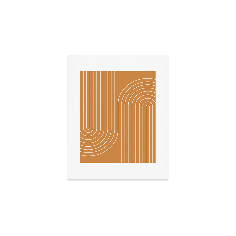 Minimal Line Curvature LXXXIII 70s Orange Mid Century Modern Arch Abstract Art Print Gallery Image 1