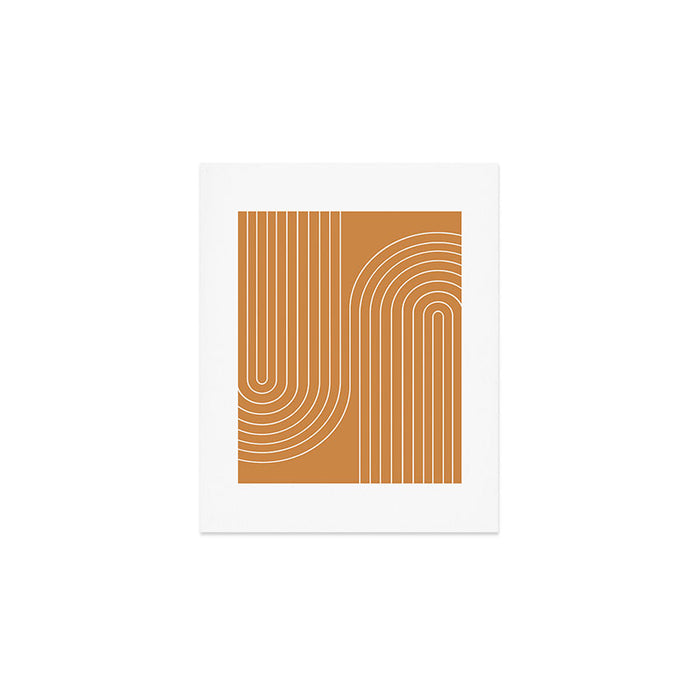 Minimal Line Curvature LXXXIII 70s Orange Mid Century Modern Arch Abstract Art Print Gallery Image 1