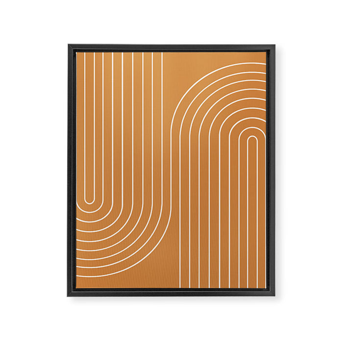 Minimal Line Curvature LXXXIII 70s Orange Mid Century Modern Arch Abstract Framed Canvas Print Gallery Image 1